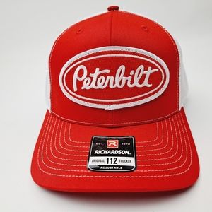 Peterbilt Richardson 112 Trucker Embroidered Patch Hat Cap Mesh Snapback Red